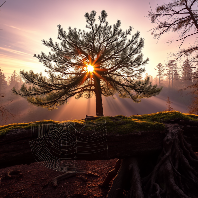 Golden Hour Sunlight Fractures Through a Lone