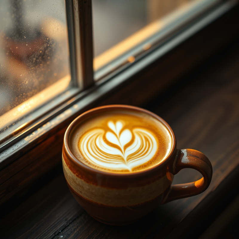 Golden-hued Latte Art Swirled Into a Delicate Tulip Shape