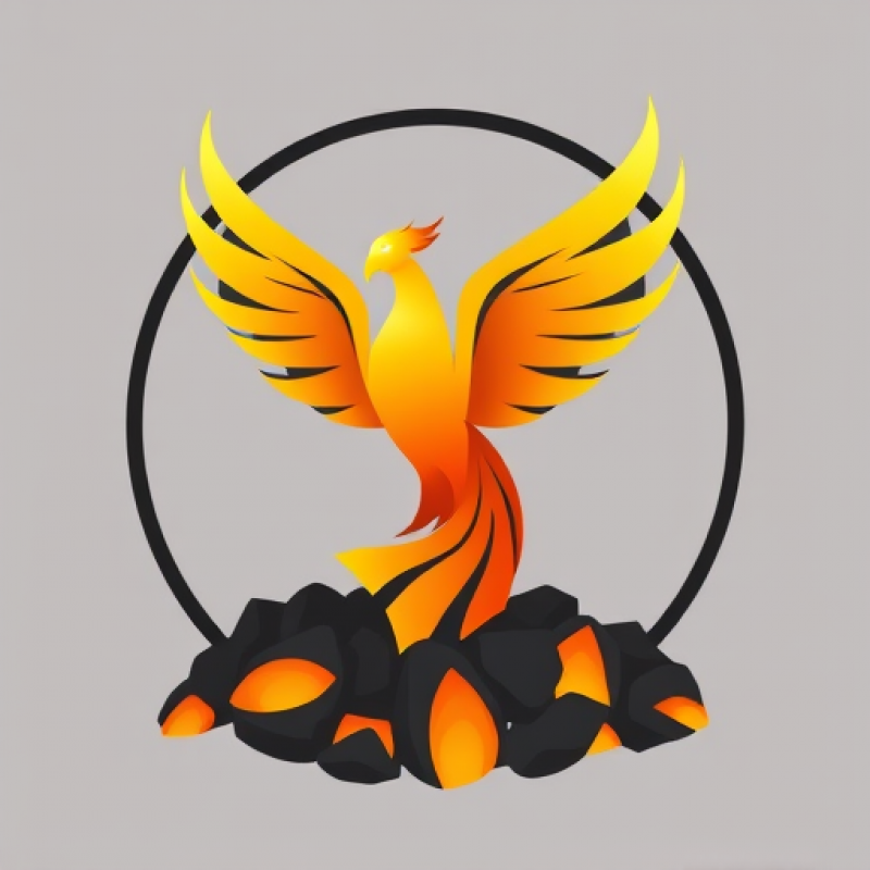 Golden Phoenix Rising from Ashes