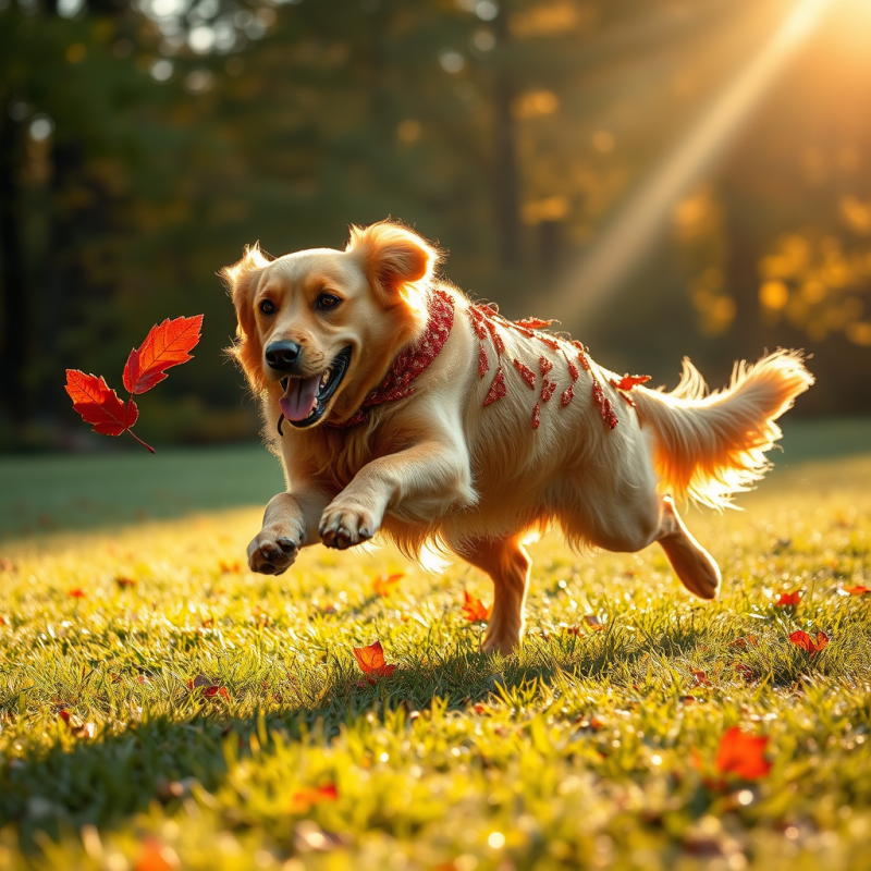 Golden Retriever Mid-leap