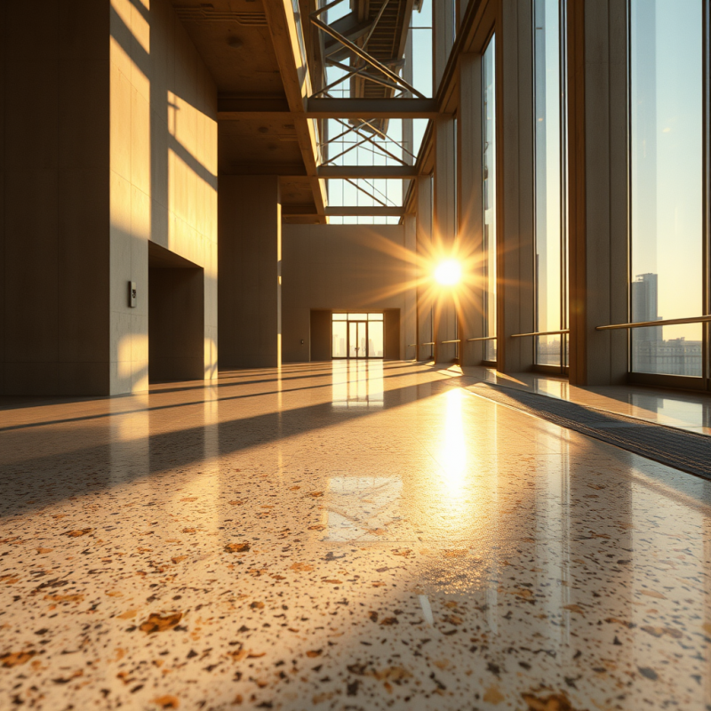 Golden Sunlight Streams Through Tall Windows Into a