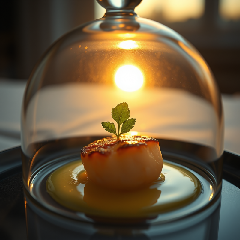 Golden Sunset Casts Warm Amber Light Through a Glass Do...