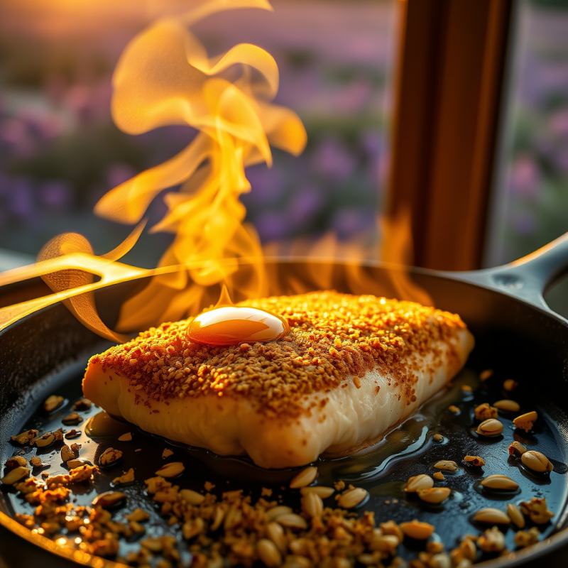 Golden Sunset-lit Close-up of a Single Cinnamon-dusted ...