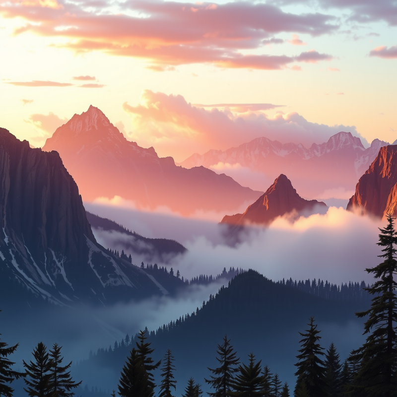 Golden Sunset Over Mountain Peaks