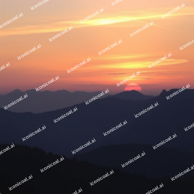 Golden Sunset Over Mountain Silhouettes