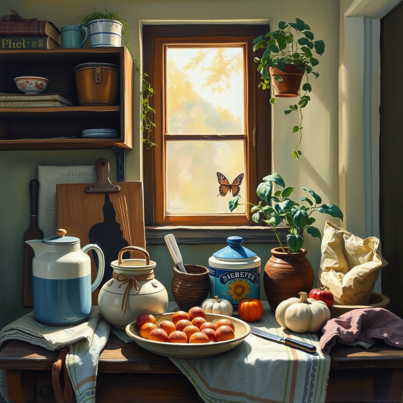 Gouache Painting of Everyday Objects Still Life