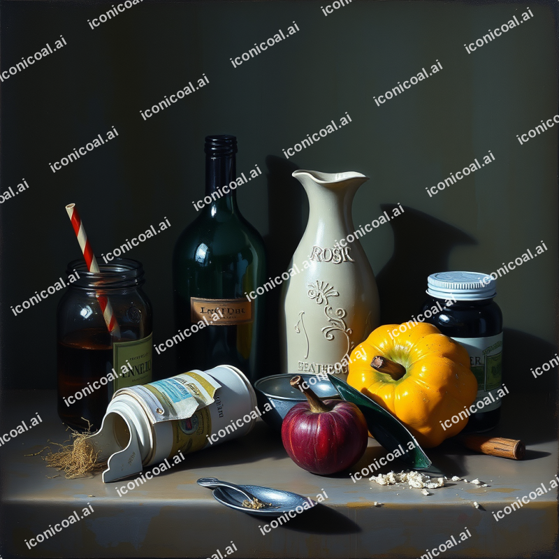 Gouache Painting Of Everyday Objects Still Life