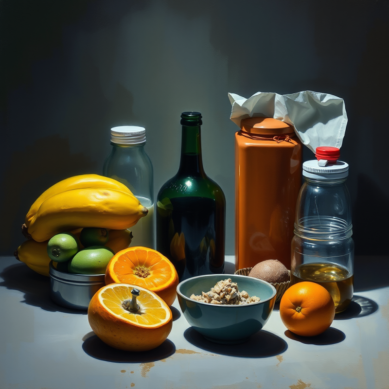 Gouache Painting of Everyday Objects Still Life