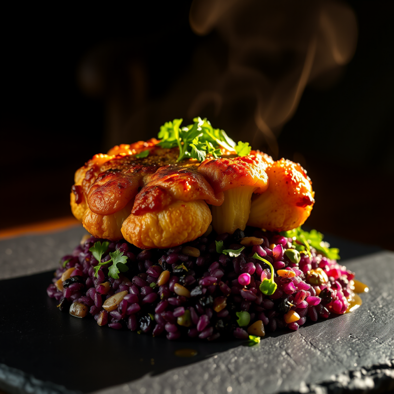 Gourmet Dish Featuring Seared Scallops Atop Vibrant