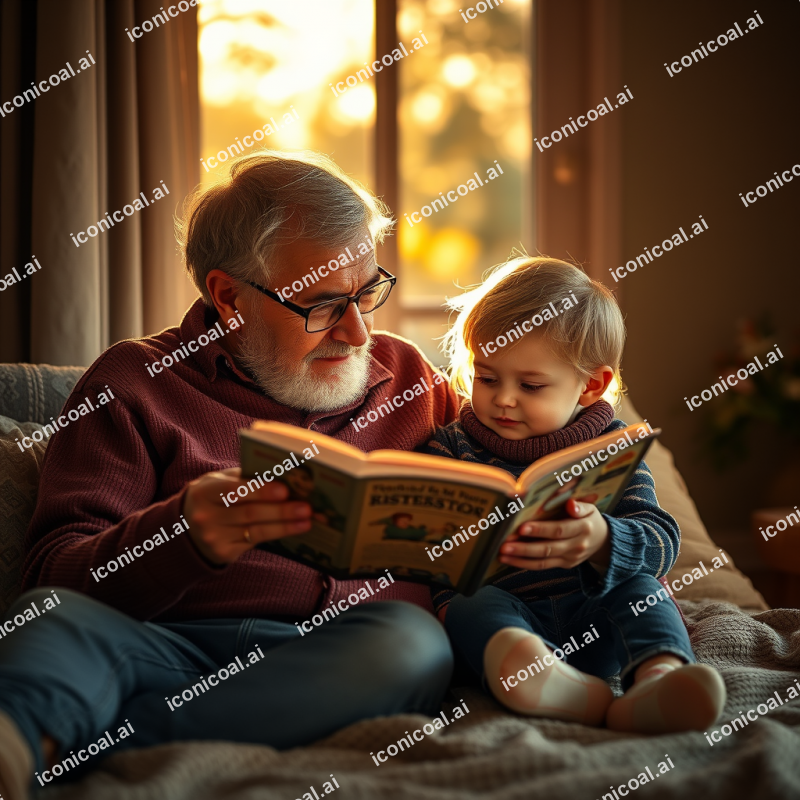 Grandparent Reading To Grandchild Cozy Storytelling Moment