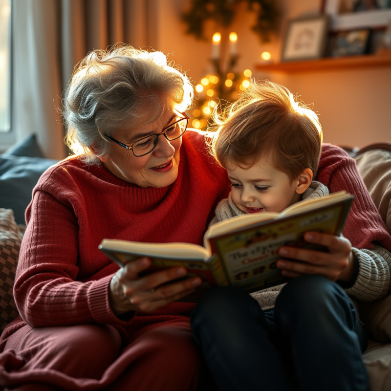 Grandparent Reading to Grandchild Cozy Storytelling Moment