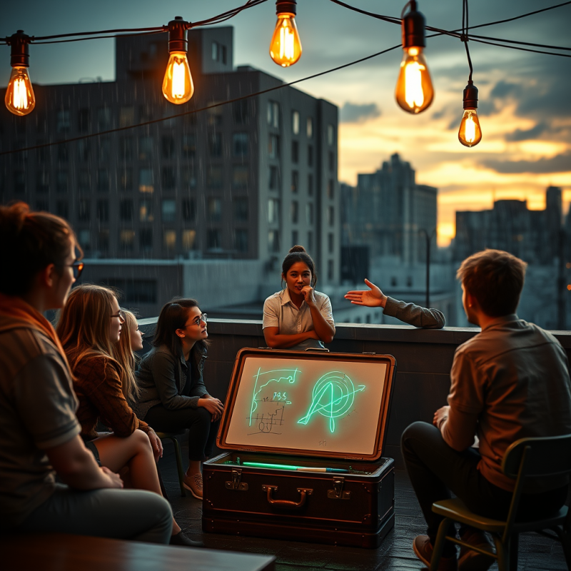Group of Young Professionals Gathers on a Rainy