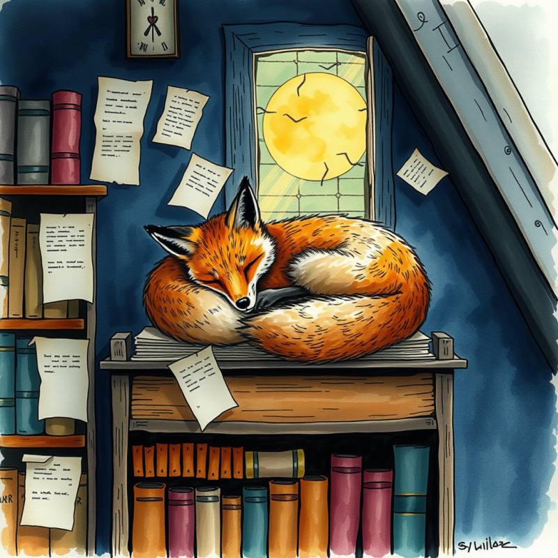 Hand-drawn Ink and Watercolor Illustration of a Melanch...