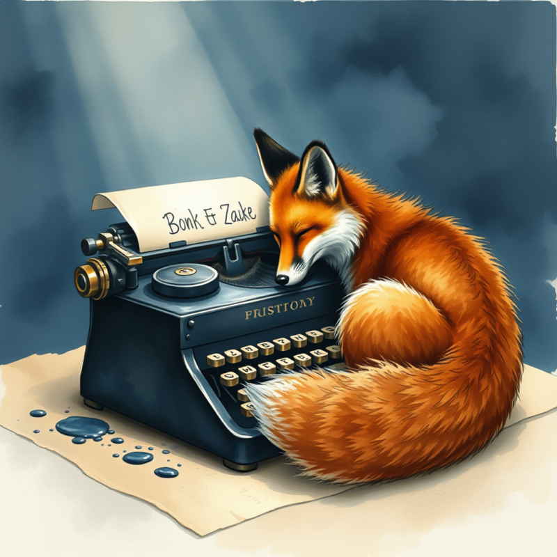 Hand-drawn Watercolor Illustration of a Melancholic Fox...