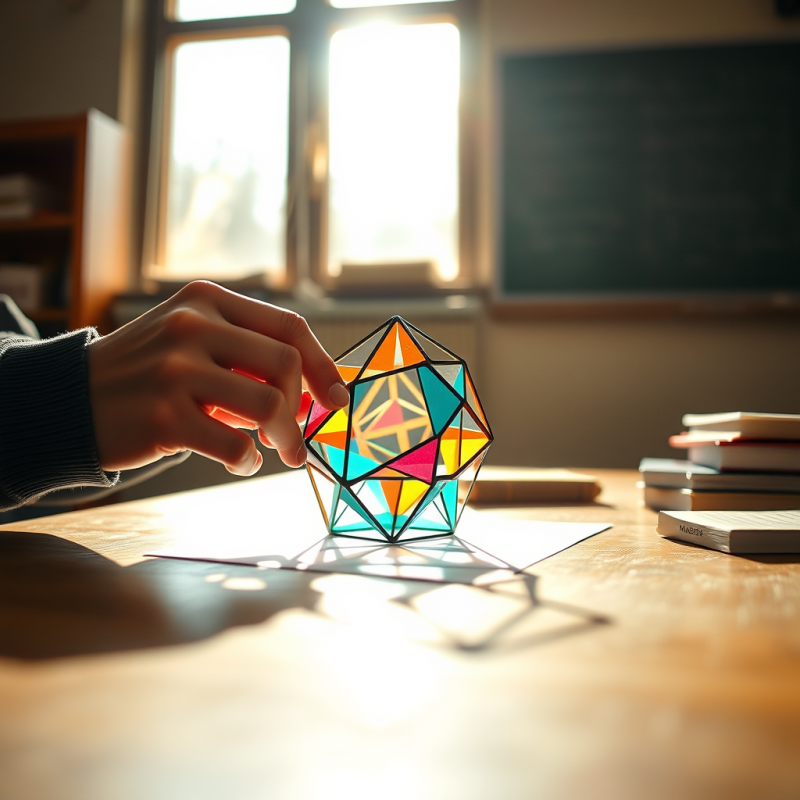 Hand Gently Holds a Vibrant, Translucent Geometric