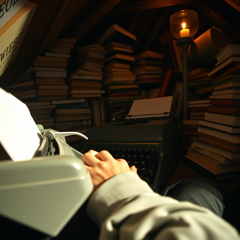 Hand Types on a Classic Typewriter Under Warm