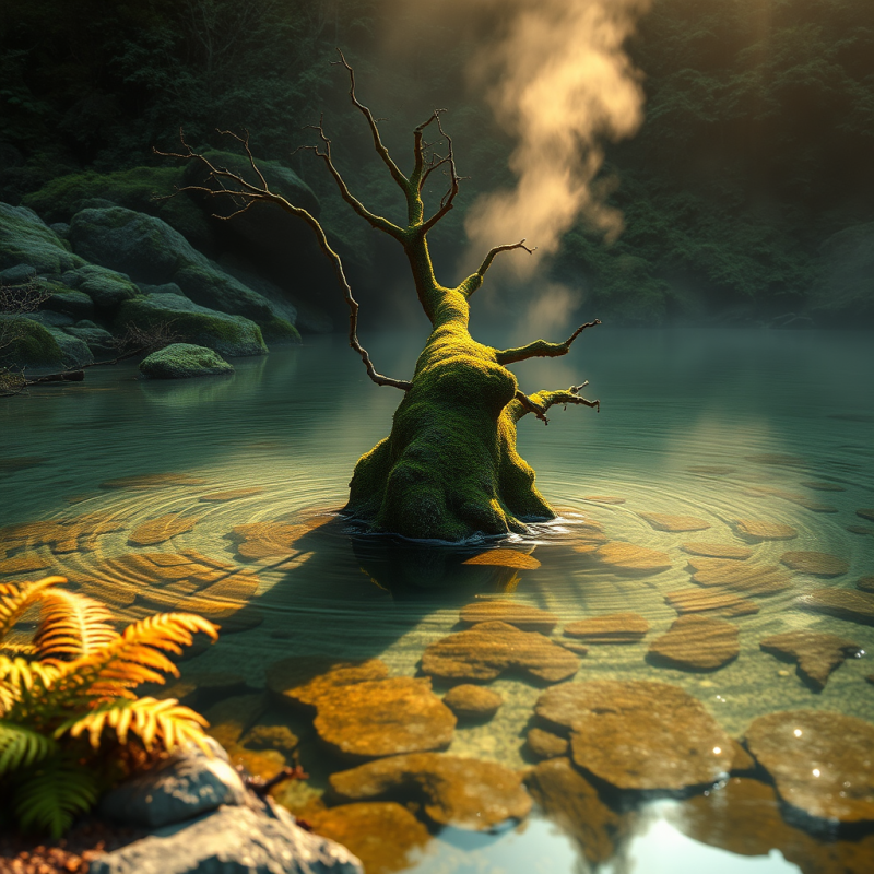 Hauntingly Beautiful Moss-covered Tree Stands in a