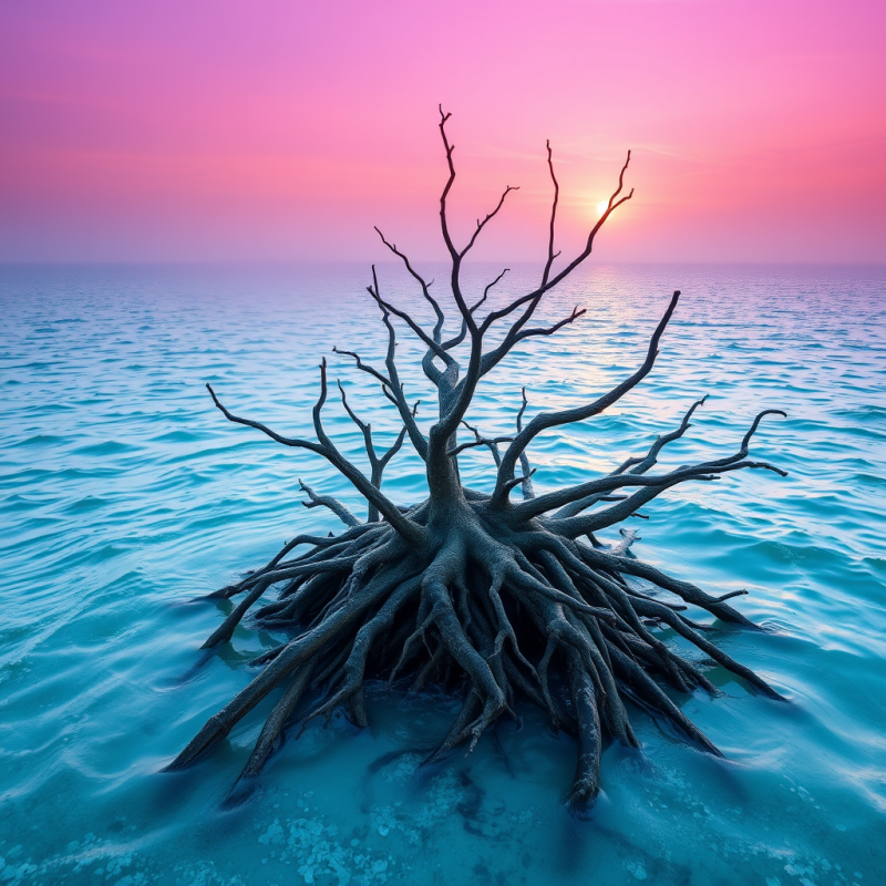 Hauntingly Beautiful Silhouette of Gnarled Tree