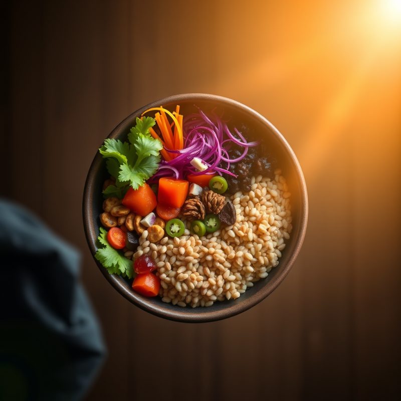 Healthy Buddha Bowl with Colorful Vegetables and Grains O...