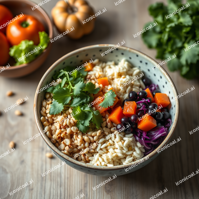 Healthy Buddha Bowl With Colorful Vegetables And Grains O...