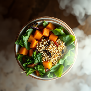 Healthy Buddha Bowl With Colorful Vegetables And Grains O...