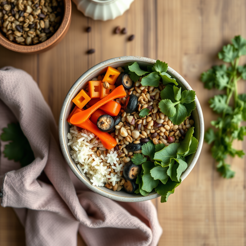 Healthy Buddha Bowl with Colorful Vegetables and Grains O...
