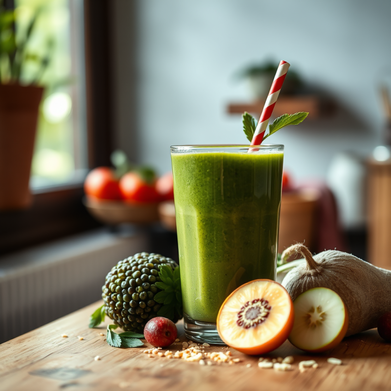 Healthy Green Smoothie with Fresh Ingredients Nutrition