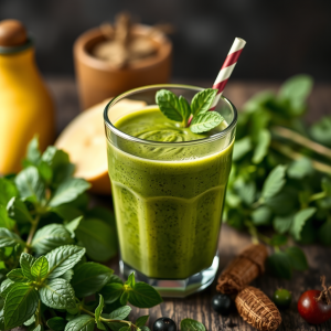 Healthy Green Smoothie With Fresh Ingredients Nutrition