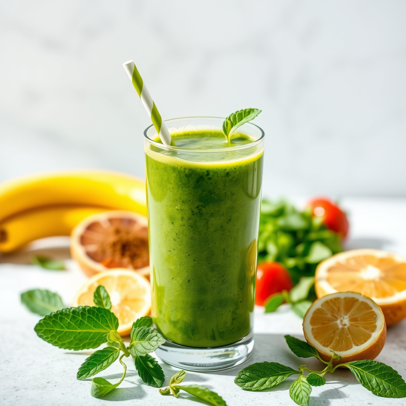 Healthy Green Smoothie with Fresh Ingredients Nutrition