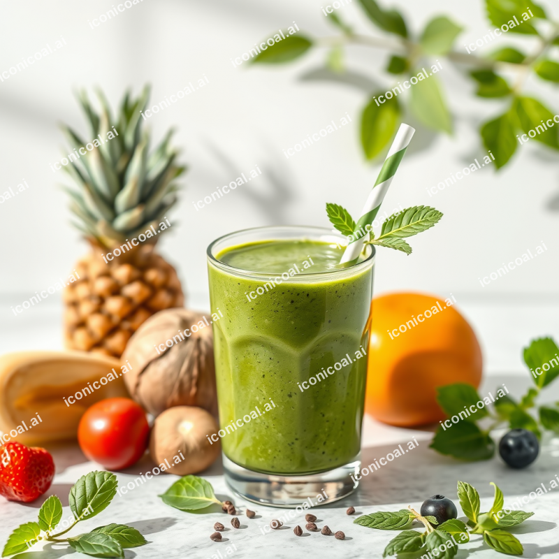 Healthy Green Smoothie With Fresh Ingredients Nutrition