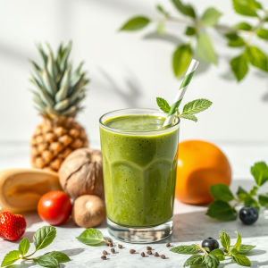 Healthy Green Smoothie With Fresh Ingredients Nutrition
