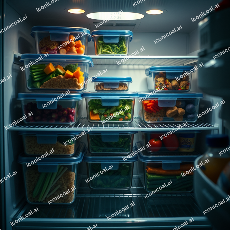 Healthy Meal Prep Containers Organized In Refrigerator We...