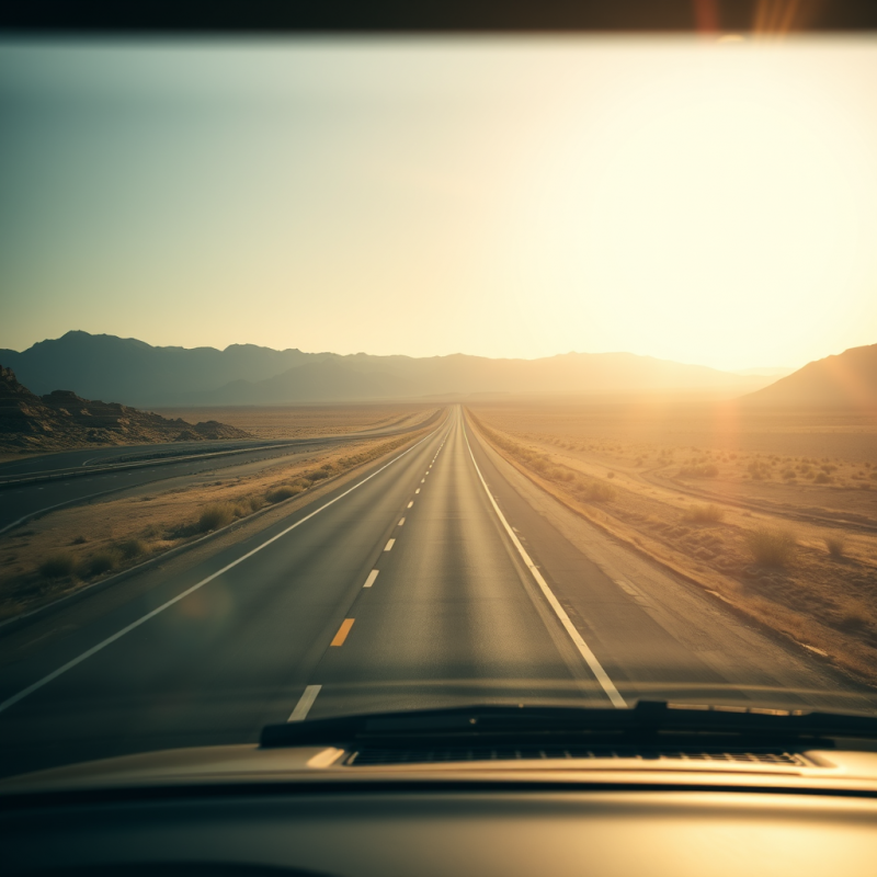 Heat Distortion Over Desert Highway