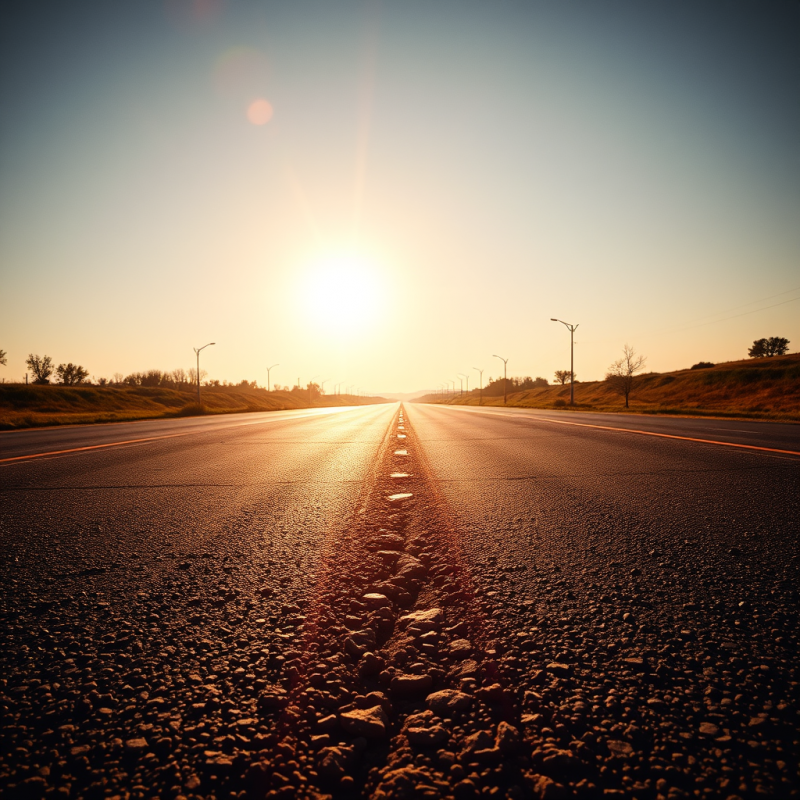 Heat Shimmer Distortion Over Sun-baked Asphalt