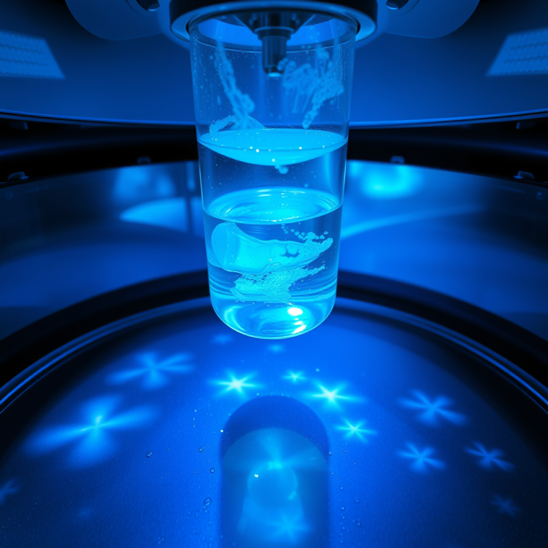 High-angle Shot of a Neon-blue Liquid Sloshing Inside A...