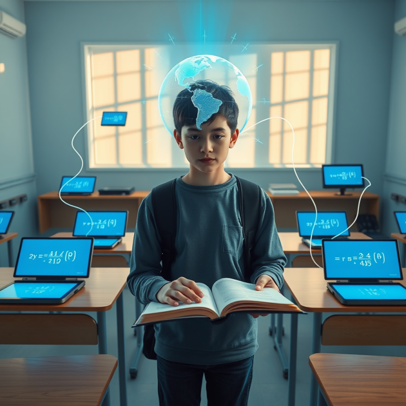 High-angle Shot of a Student in a Sunlit