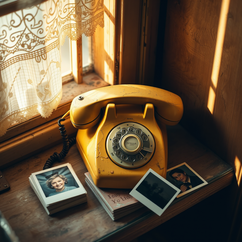 High-angle Shot of a Weathered 1940s Rotary Phone Resti...