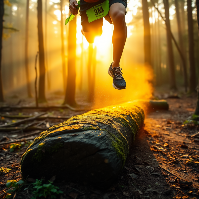 Runner Over Mysterious Log