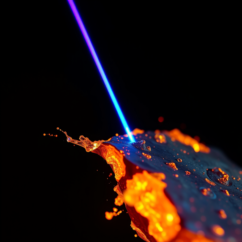 High-speed Macro Shot of Molten Copper Cooling Mid-air