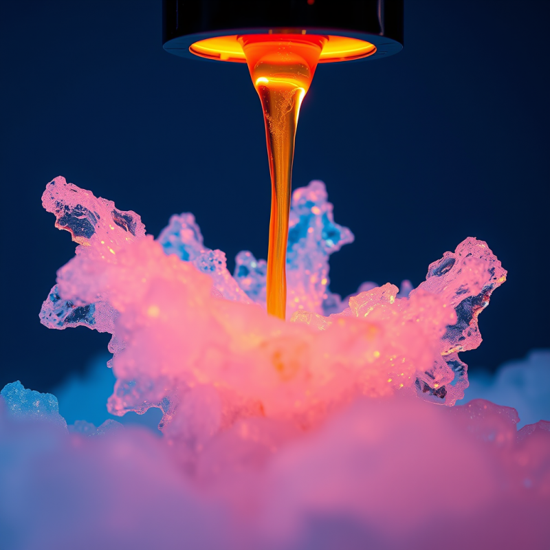 High-speed Macro Shot of Molten Copper Dripping Into Li...