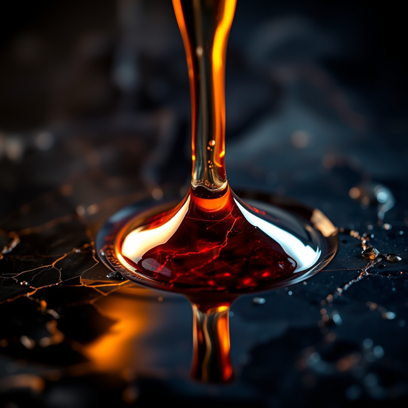 High-speed Macro Shot of Molten Copper Dripping Onto Po...