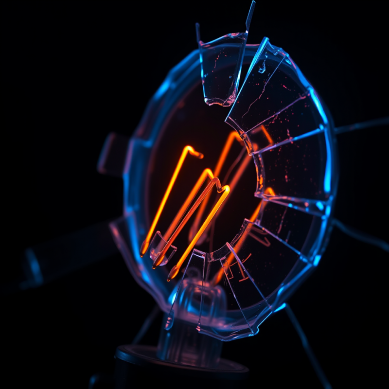 High-speed Macro Shot of Shattered Sodium Vapor Lamp Gl...