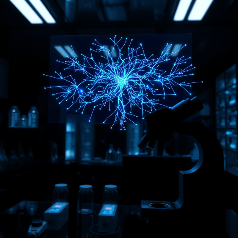 Holographic Neural Network Diagram Floating Mid-air in ...