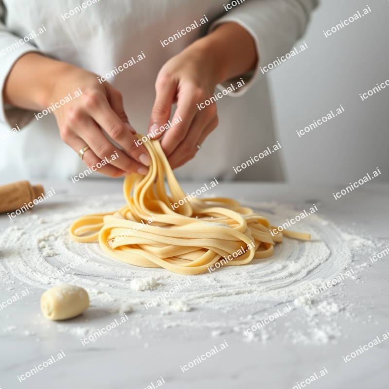 Homemade Pasta Being Prepared Hands Making Fresh Dough