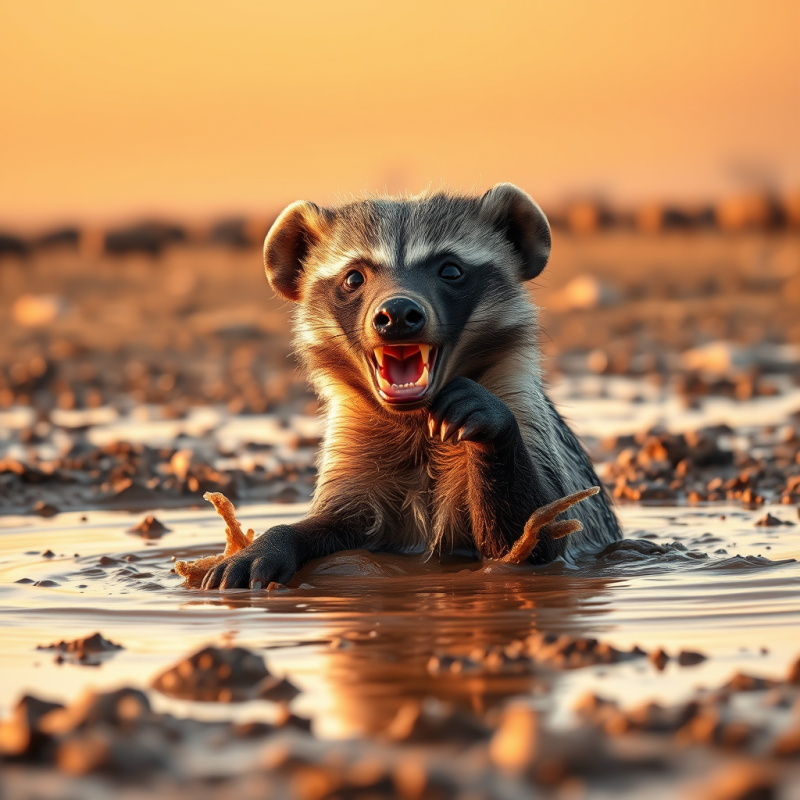 Honey Badger in Golden-hour Light