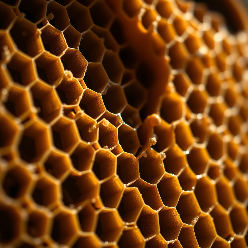 Honeycomb Cells in Extreme Macro Showing Hexagonal Perfec...