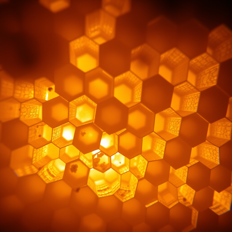 Honeycomb Cells in Extreme Macro Showing Hexagonal Perfec...