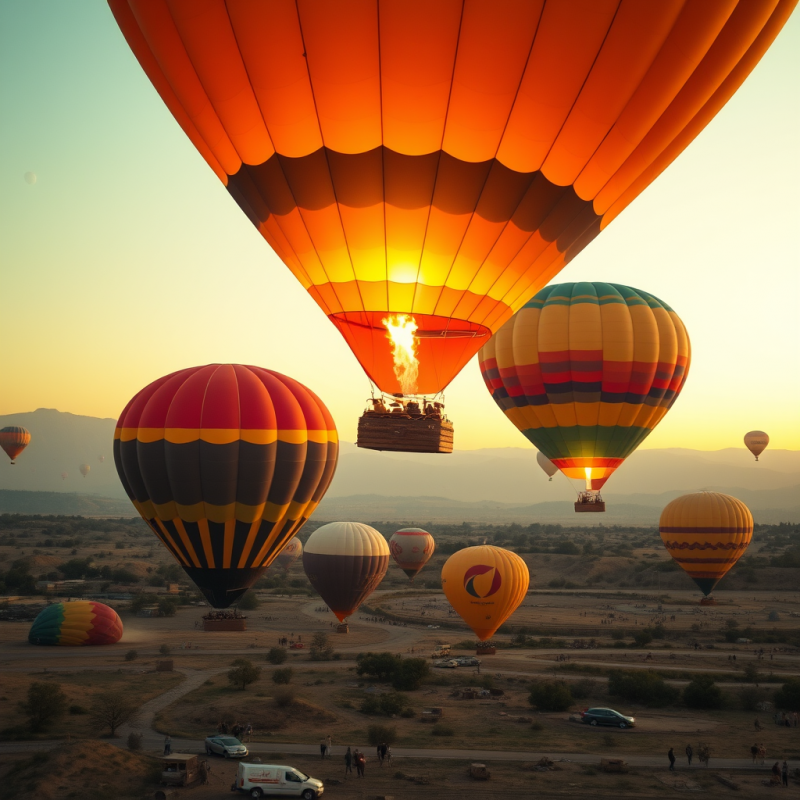 Hot Air Balloons Rising at Dawn Colorful Adventure