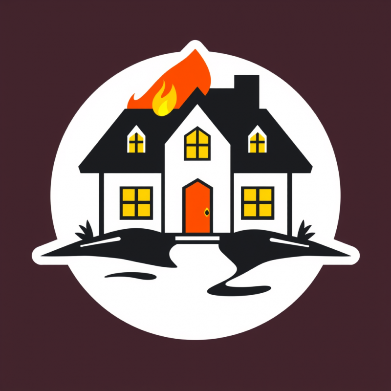 House on Fire with Flooded Ground