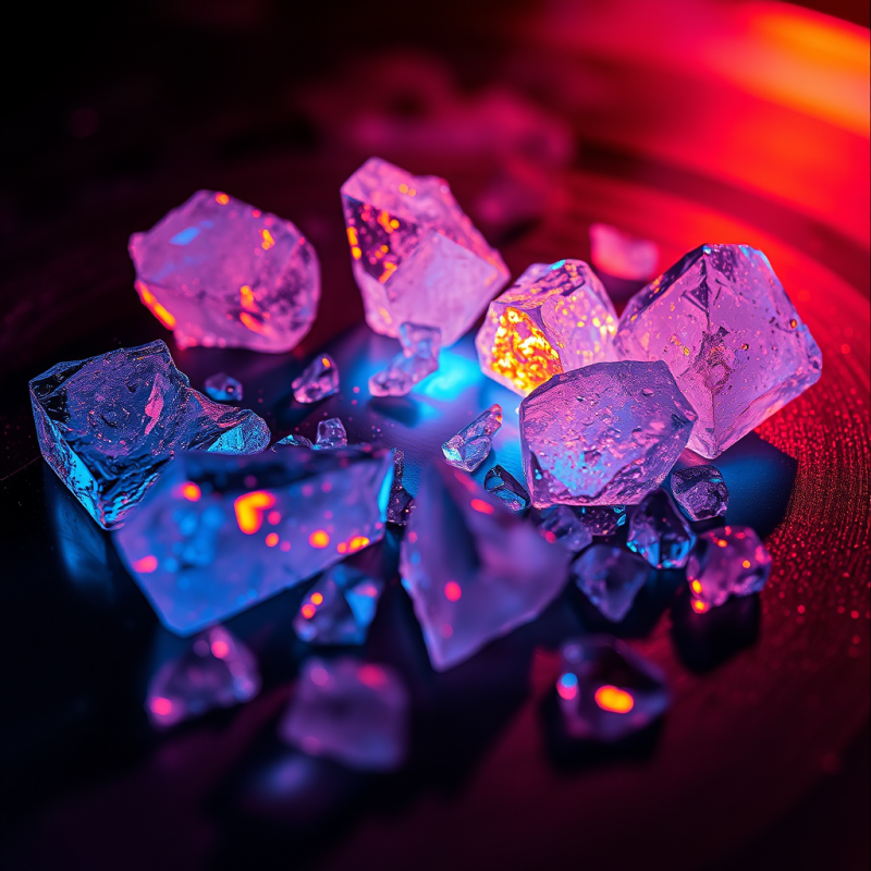 Hyper-detailed Macro Shot of Fractured Ice Crystals Und...